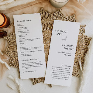 HARLOW Minimalist Wedding Program 4x9