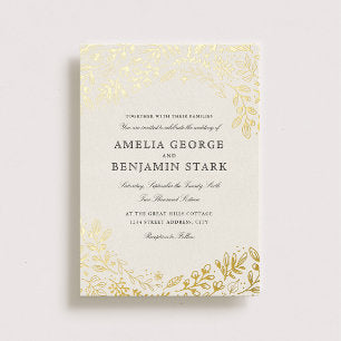 Harvest Flowers Wedding Foil Invitation