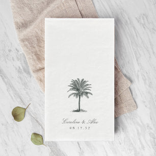 Havana Palm Vintage Palm Tree Wedding Paper Guest Towels