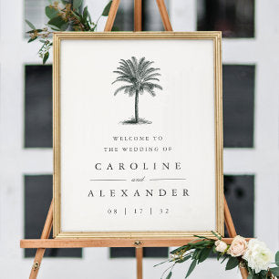 Havana Palm Vintage Palm Tree Wedding Welcome Poster