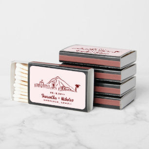 Hawaii Retro Doodle Sketch Wedding Favor Matchboxes