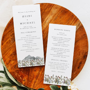 HEIDI Boho Wildflower Long Wedding Program Card