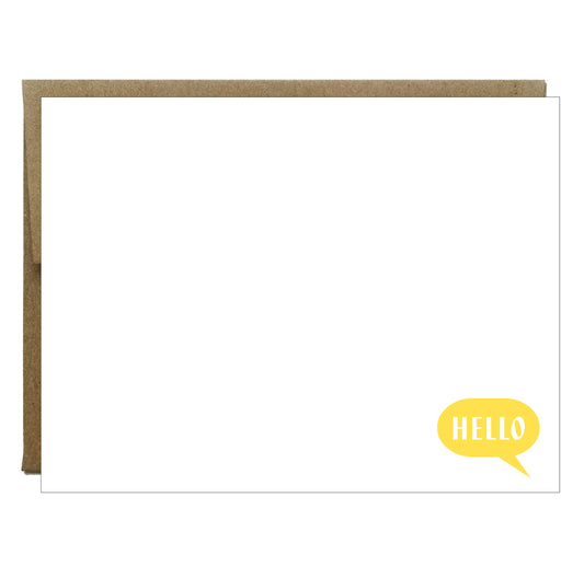 Hello Bubble Yellow Letterpress Card