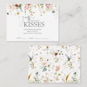 How Many Kisses Floral Elegant Bridal Shower Game Enclosure Card
