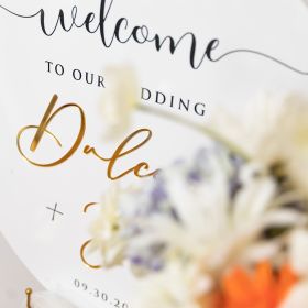 Clear Acrylic Wedding Table Sign - Welcome to Our Wedding