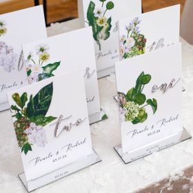 Hydrangea Delight Floral Acrylic Table Numbers CT038