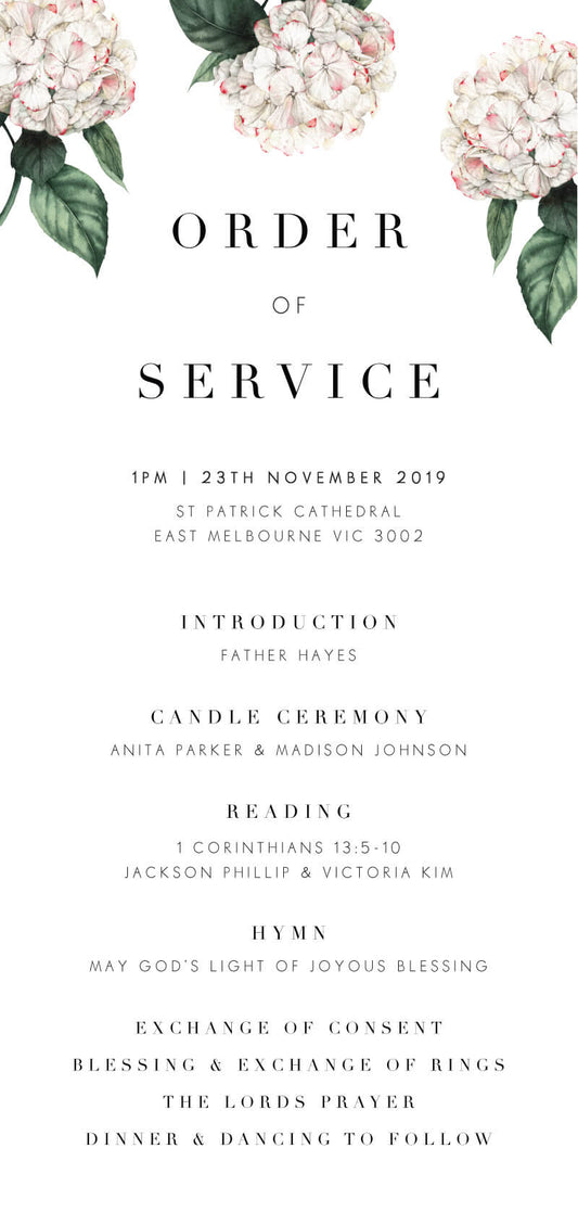 Hydrangea Wedding Program by Stella M.