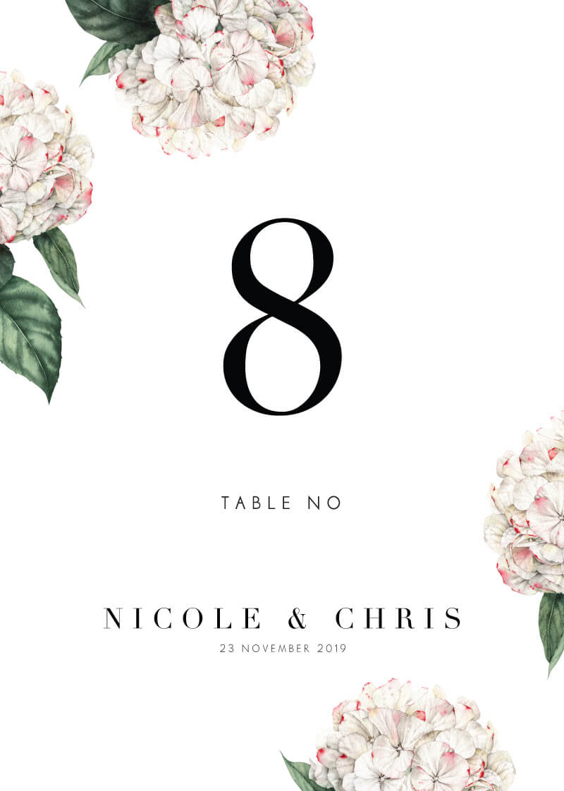 HydrangeaTable Number by Stella M.