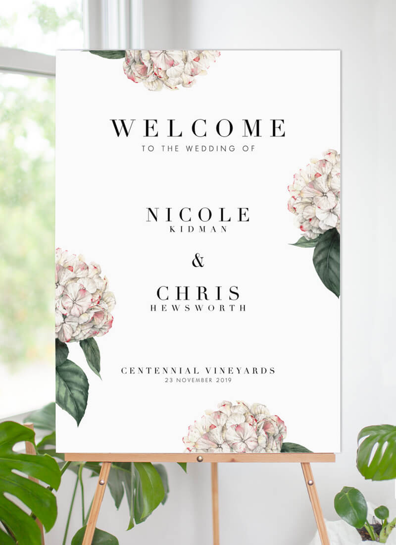 Hydrangea Wedding Sign by Stella M.