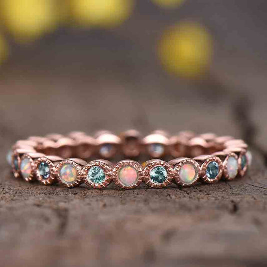 Full Eternity Alexandrite And Opal Wedding Band