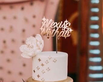 Custom Wedding Cake Topper,vintage,Vegas wedding,Palm Springs wedding,retro starburst,70s wedding topper,Wedding Cake Topper,acrylic topper