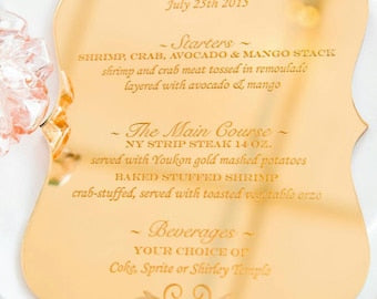 Laser Cut Etched Acrylic Menu, Wedding Decor, Party Decor, Perfect Weddings, Gold Wedding Decor, Acrylic Wedding Signs, Custom Decor
