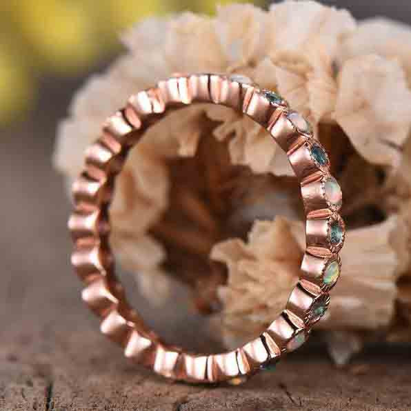 Full Eternity Alexandrite And Opal Wedding Band