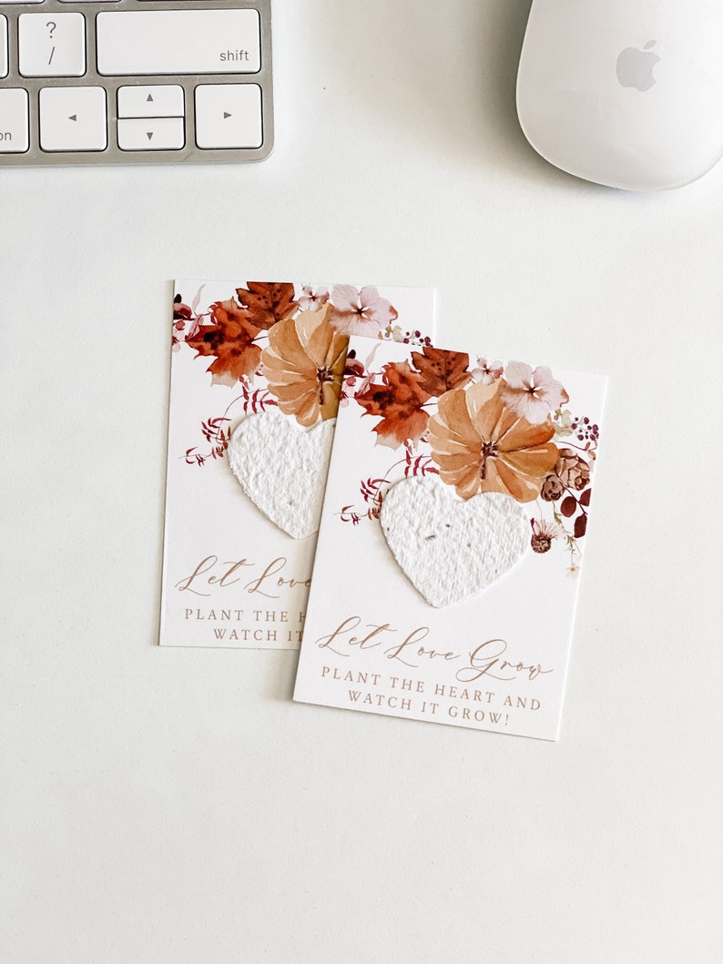 growNOTES¢ Let Love Grow Plantable Seed Paper Favor Cards Grows Wildflowers Wallet Size Gifts Wedding Shower Fall Favors Pumpkins Autumn