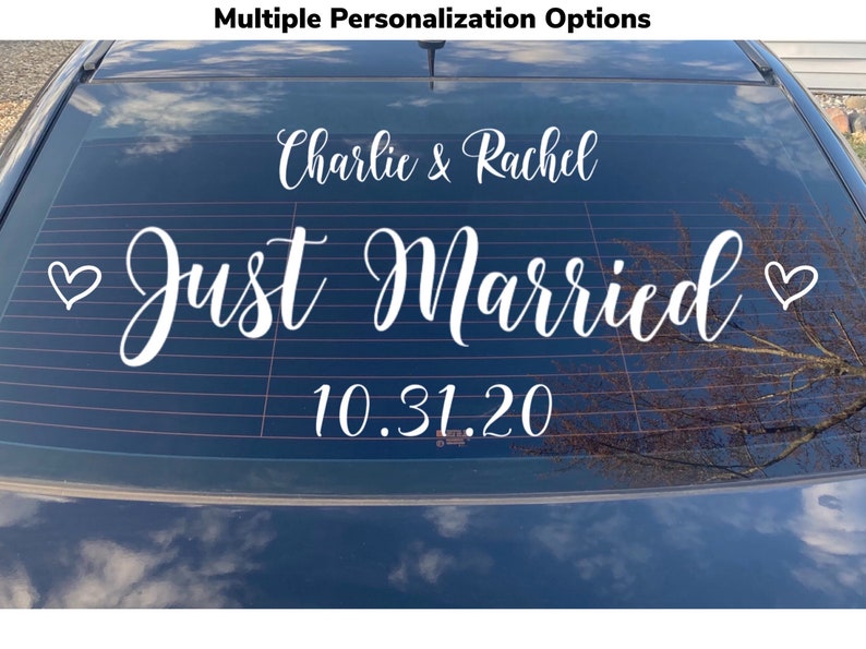 Just Married Removable Car Decal, Custom Just Married Car Sticker, Wedding Decal For Car, Personalized Wedding Decor, Car Sign, F1