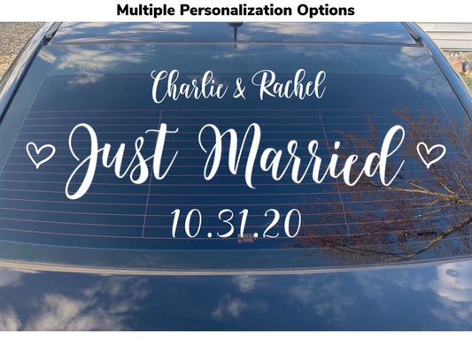 Just Married Removable Car Decal, Custom Just Married Car Sticker, Wedding Decal For Car, Personalized Wedding Decor, Car Sign, F1
