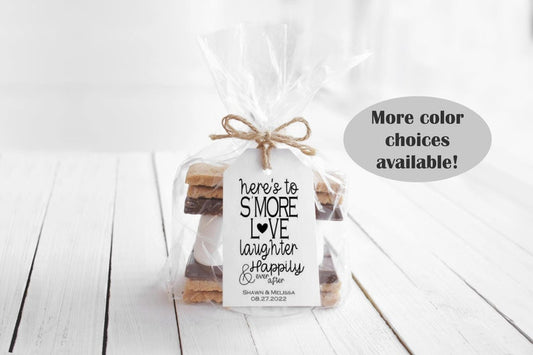Here's To S'more Love Laughter and Happily Ever After Wedding Favor Tags, Wedding, Rehearsal Dinner, Reception, Shower, Party (Pack of 40) b