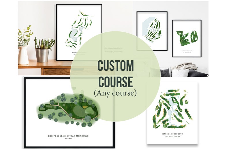 Holiday Gift for Men, Father's Day Gift, Golf Gifts For Men, CUSTOM Golf Course, Golf Decor, Golf Map Print, Gift for Dad, Fathers Day