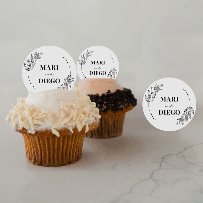 50 Edible Toppers - Custom Cupcake Garnishes - Wedding Decor for Cupcake Baking decorations | personalized Cupcake Garnish decorations