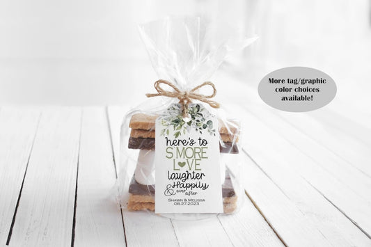 Here's To S'more Love Laughter and Happily Ever After Wedding Favor Tags, Rehearsal Dinner, Reception, Shower, Party Tag (Pack of 40) gfgt