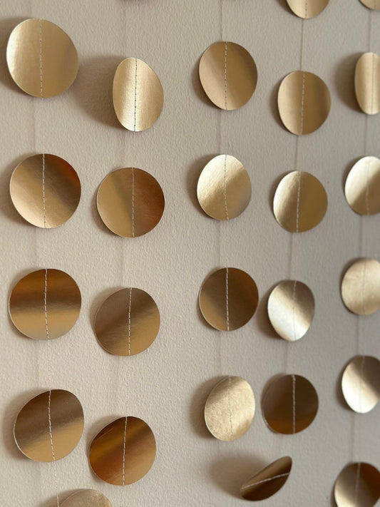 Gold Circle paper garland Golden wedding Wedding decoration Wedding decor, 10 ft long