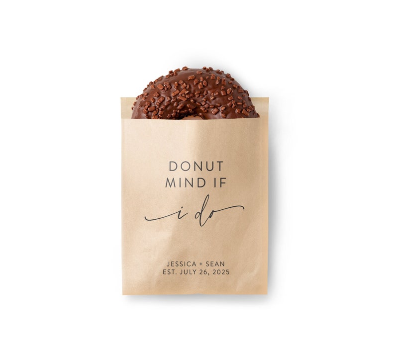 Donut Mind If I Do Favor Bag - Wedding Favor Bag - Donut Bags - Paper Bag - Cookie Bag - Personalized Bridal Shower Favor - Reception Favor