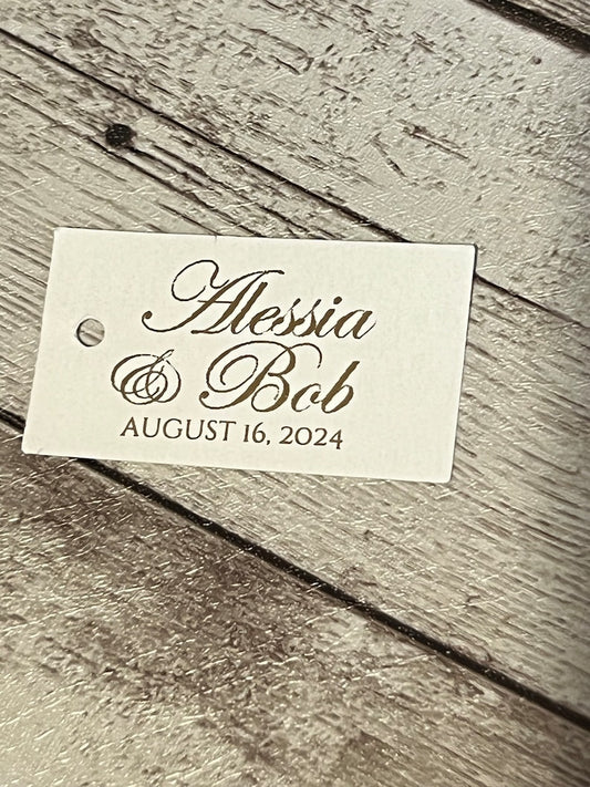Gold Foil Wedding Favor Tags: Personalized Thank You, Small Size