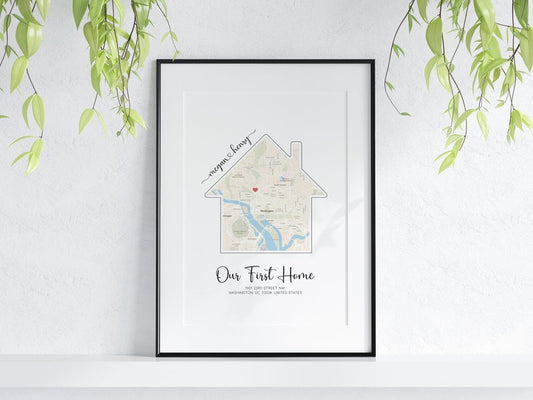 First New Home Gift for Couple, Personalized Housewarming Gift, Custom City Map Print, Anniversary Gift for Him, Digital Download
