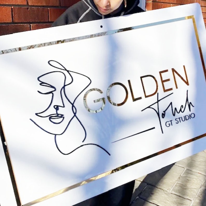 3D Custom Acrylic Business Logo Sign, Rectangular Business Acrylic Door Sign, New Business Gift, Gift for Boss, Personalized Salon Sign