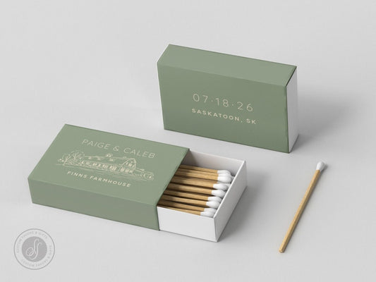 Foiled Wedding Matchboxes #29 - Custom Venue Wedding Matches, Matchbox, Wedding Match Favors, Match Boxes, Candle Matches, Bridal Favors