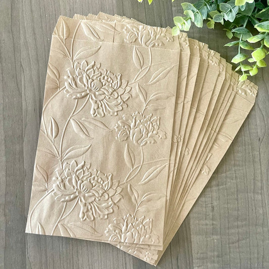 Embossed Wedding Favor Bag - Floral - Cookie - Rustic Wedding Eating Utensil - Flatware - Engagement Party - Anniversary Favor - Gift - 5x7