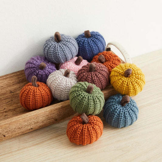 Set 12 mini knit pumpkins, Rustic Home Decor, Bowl Fillers, Shelf Decor Accents, Fall Wedding Decor, Cozy Home, Garland or Ornaments