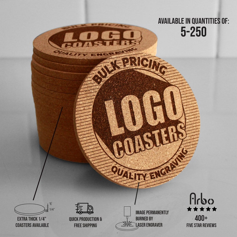 Engraved Logo Coasters for business and personal - business gift - custom branding - personalized business extra - engraved custom print
