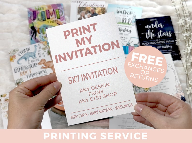 Invitation Printing Service - Card Printing - Printed Invites - Print Services - FREE Envelopes - Double or Single Sided - Any Event