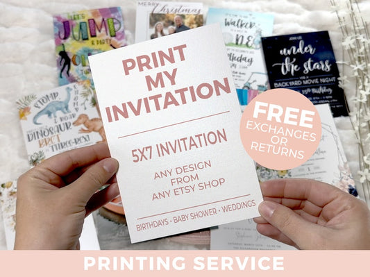Invitation Printing Service - Card Printing - Printed Invites - Print Services - FREE Envelopes - Double or Single Sided - Any Event