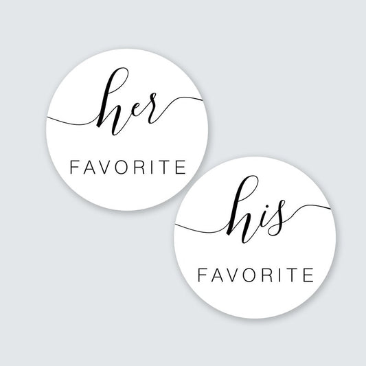 His Her Wedding Favor Stickers | His Her Favorite Sticker | His Her Favor Label | His Favorite | Her Favorite| His Her Favorite Stickers