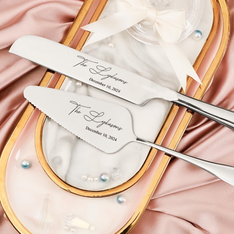 Engraved Cake Cutting Set, Cake Cutter Serving Set, Wedding Cake Set, Wedding Gift, Anniversary Keepsake, Wedding Gift For Bridal Shower