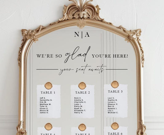 Custom Wedding Seating Chart Mirror Decal, Personalized Vinyl