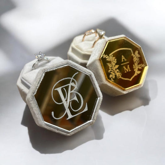 Ring Box, 2 Slot Velvet Ring Box, 3 Slot Ring Box, Customized Ring Box, Wedding Ring Box, Engagement, Octagon Ring Box, Antique Ring Box