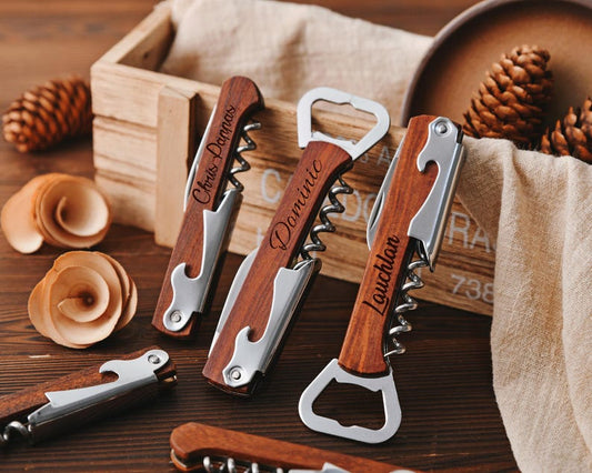 Personalized Wooden Bottle Openers, Wedding Gifts, Ideal Gifts for Groomsmen, Ideal for Wine Lovers,Custom Wine Bottle Openers
