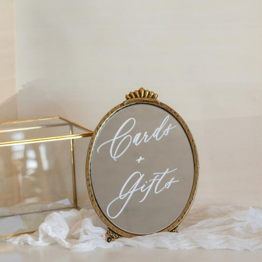 Wedding Cards + Gifts Sign | Wedding Mirror Signage | Gift Table Sign | Guest Book Sign | Elegant Wedding Decor | Card Box Sign | Customized