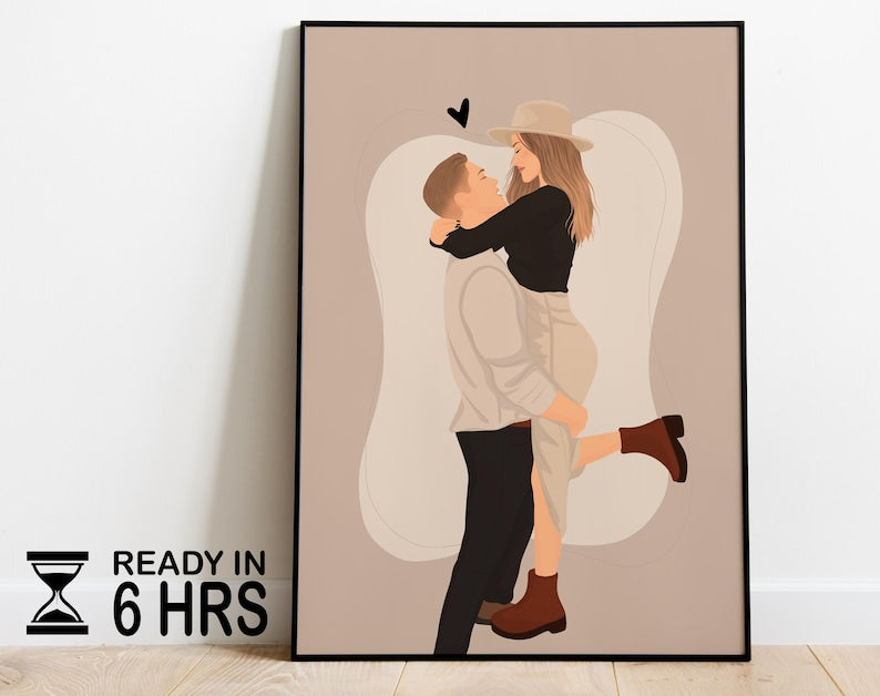 gift for couple, couple portrait, family portrait, faceless portrait, engagement drawing, boyfriend portrait, custom gift, Faceless Gift