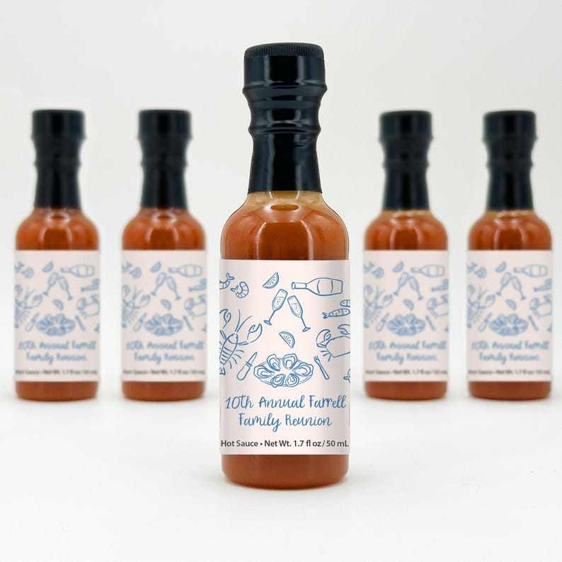Hot Sauce Wedding Favors, Mini Hot Sauce Favors, Oyster Roast Hot Sauce, Custom Hot Sauce, Bulk Wedding Favors, Bachelor Party - 1.7 oz