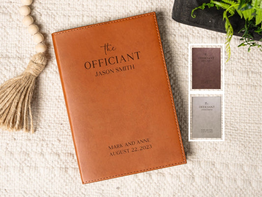 Custom Engraved Leather Journal For Officiant, Personalized Officiant Gift, Officiant Proposal, Will You Marry Us, Will You Be Our Officiant