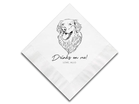 Custom Pet Portrait Cocktail Napkins, Dog Wedding Decor