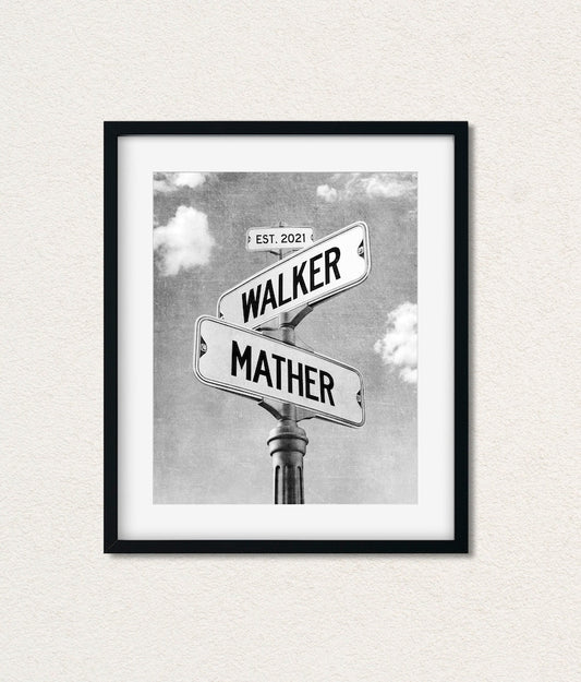 Unique Street Sign Engagement or Wedding Gift for Couple with Names