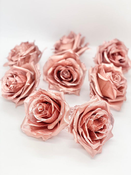 3" Metallic Rose Gold Rose Gold Flower Metallic Flower Rose Gold Wedding Decor Rose Gold Cake Flower Rose Gold Centerpiece Flower Wedding