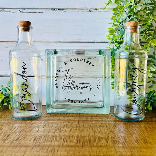 Sand Ceremony Set for Wedding, Unity Candle Alternative, Curved Text Custom Design, Wedding Decor Sand Unity Set - Custom Order