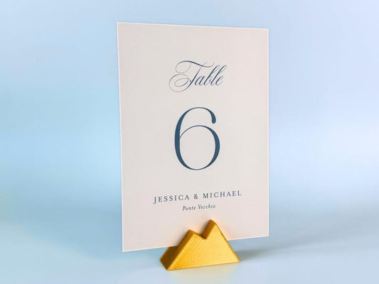 Gold Color Mountain Table Number Holders: Mountain Wedding Decor