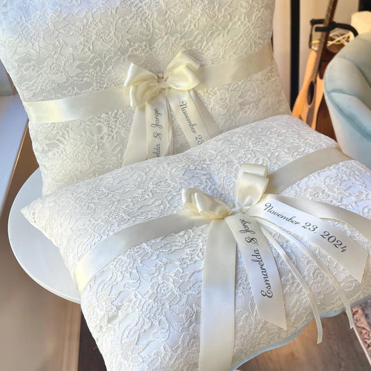 Kneeling Pillows Ivory Two Church Pillows Personalized Custom Kneeling Pillows for wedding Ivory Large Pillows Prayer Pillows with Lace